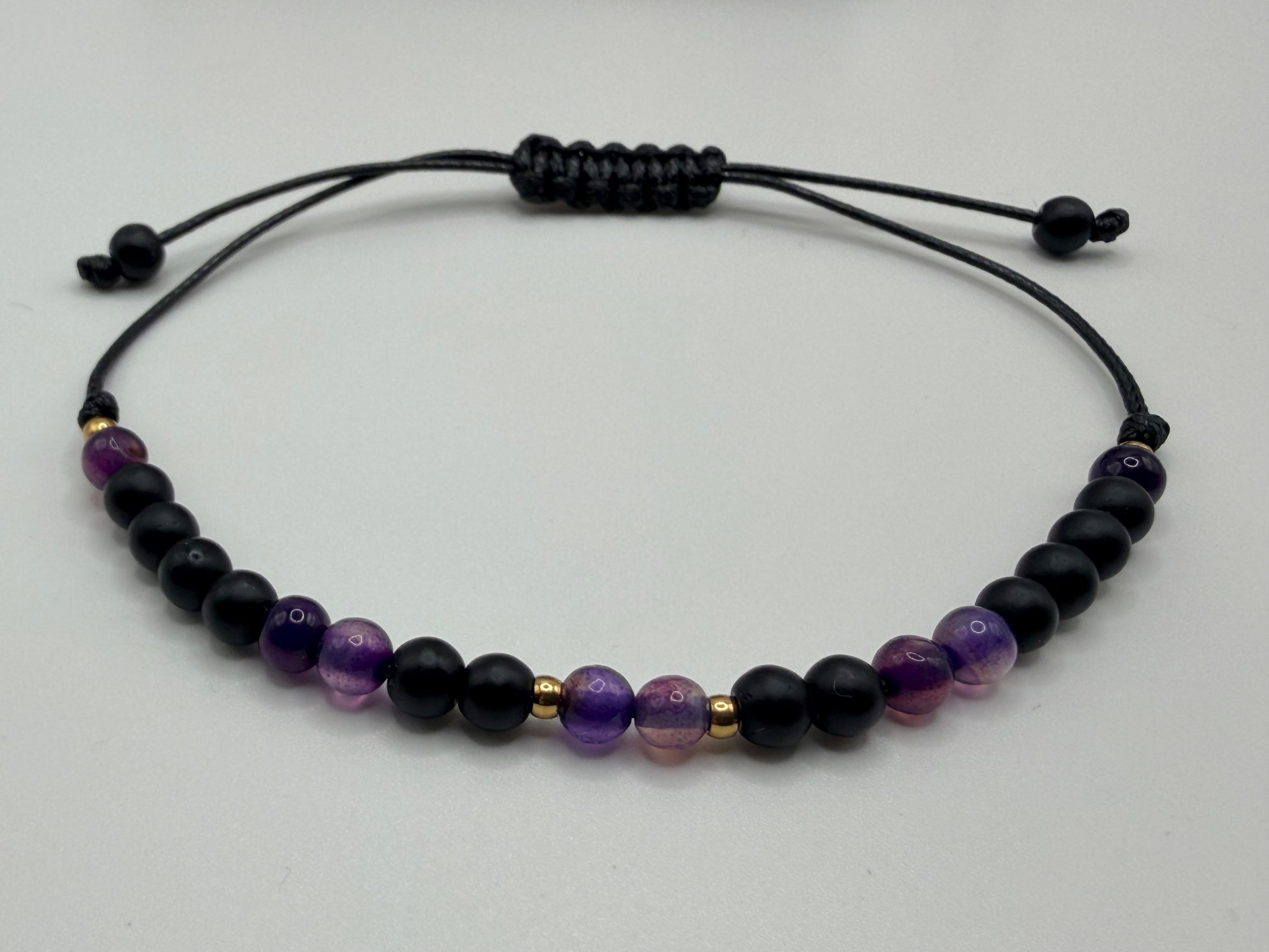 Bransoletka z agatu i lawy wulkanicznej wzór II ręcznie robiona — kamienie naturalne na prezent AgereArt