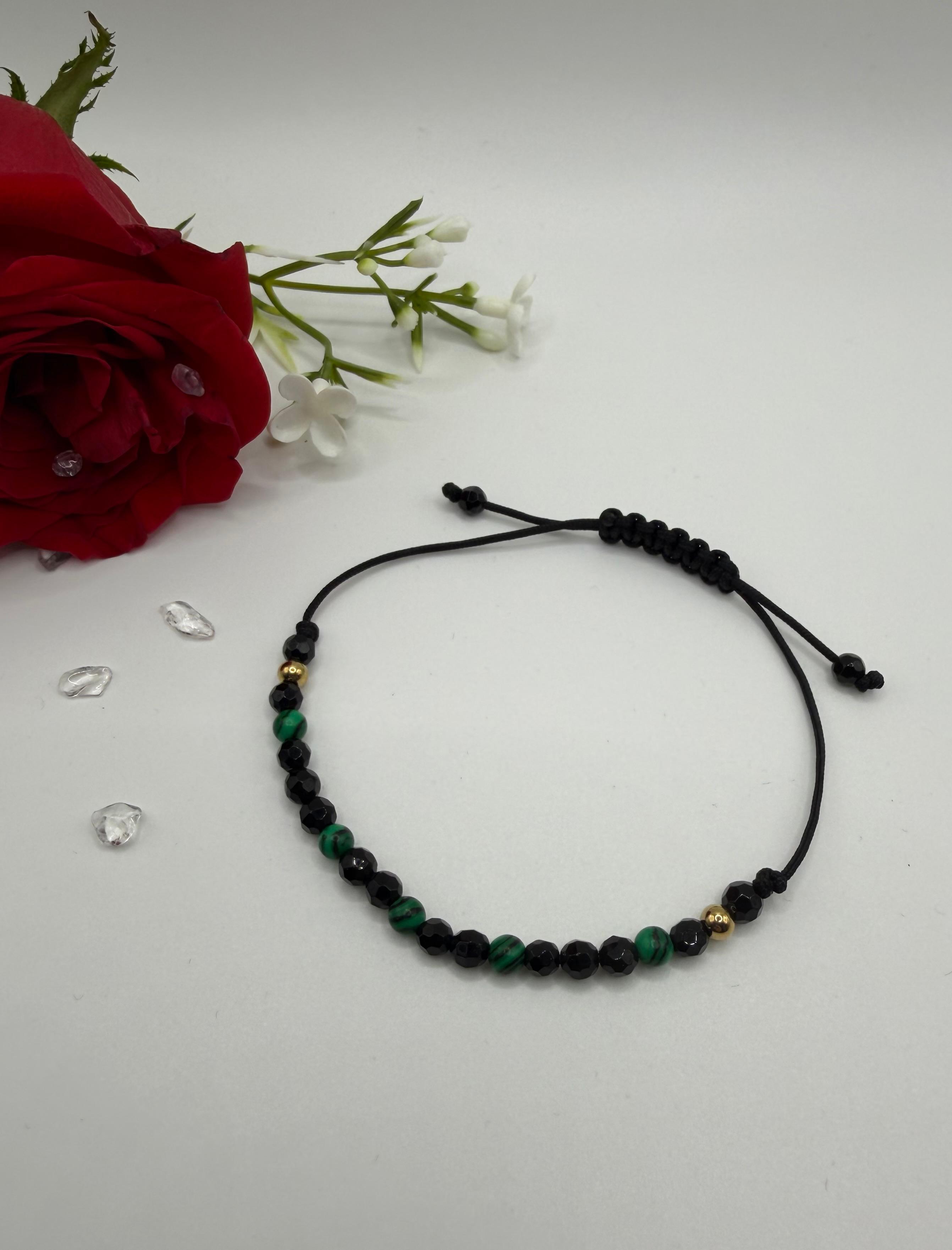 Bransoletka z onyksu i malachitu ręcznie robiona — elegancka transformacja, kamienie naturalne AgereArt