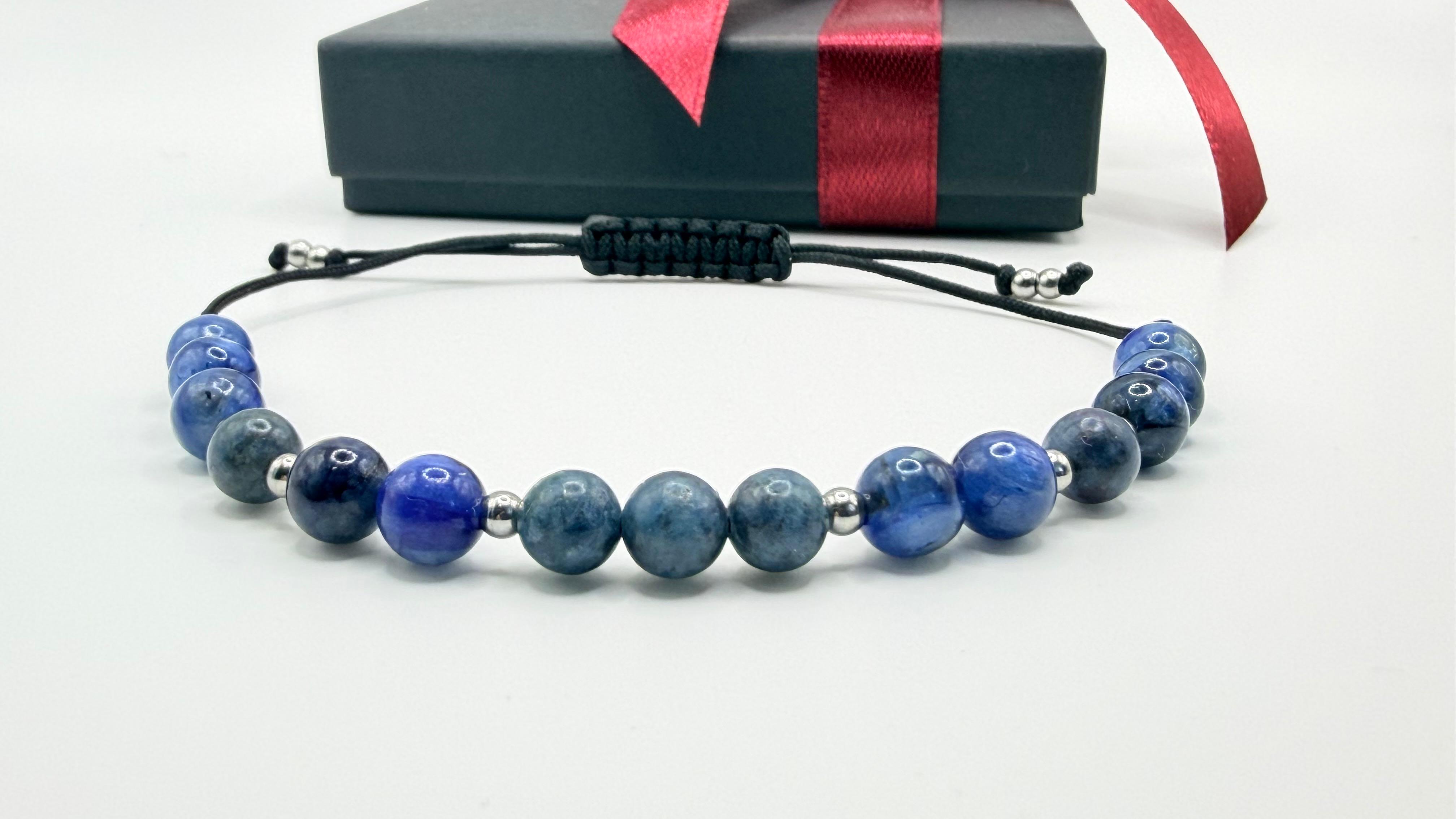 Bransoletka z szafiru i kyanitu ręcznie robiona — niebiańska jasność, luksusowa biżuteria z kamieni szlachetnych AgereArt